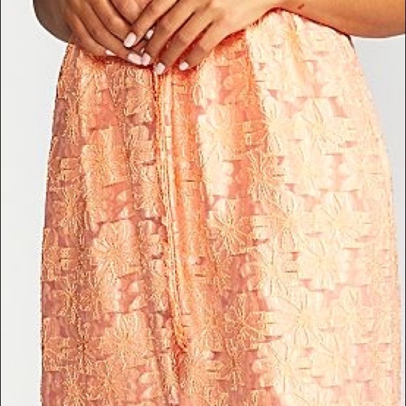 FREE PEOPLE EMBROIDERED MAXI DRESS IN APRICOT STUNNING FULLY LINED SIZE 6 - Picture 7 of 13